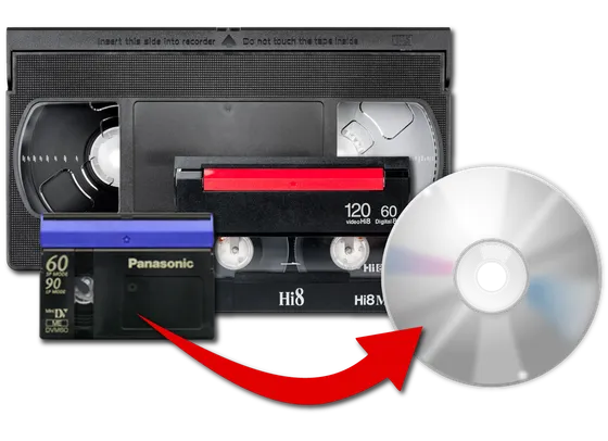 VHS・Hi8・miniDV のビデオテープとDVD