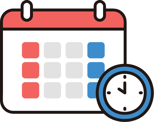 納期・時間を表すカレンダーと時計のアイコン